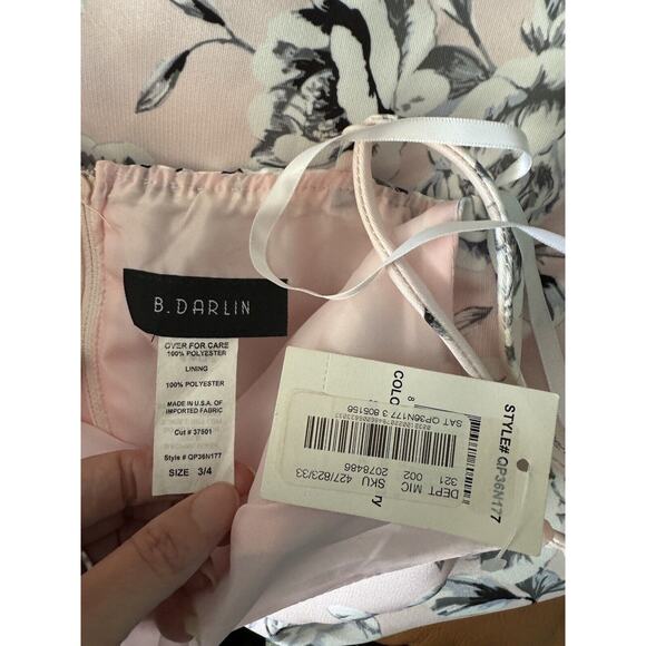 NWT B. Darlin Pink Floral Fit & Flare Puff Skirt 50s Housewife Dress Size 4 - Picture 8 of 8